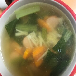 小松菜入りウインナースープ